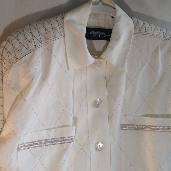 Ellen Tracy Jackets & Blazers - Vintage  80's  Ellen Tracy size 12   ivory/cream   linen suit jacket